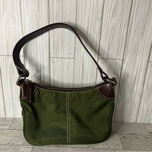 Dooney & Bourke Wayfarer Green Nylon and Brown Leather Strap Mini Bag